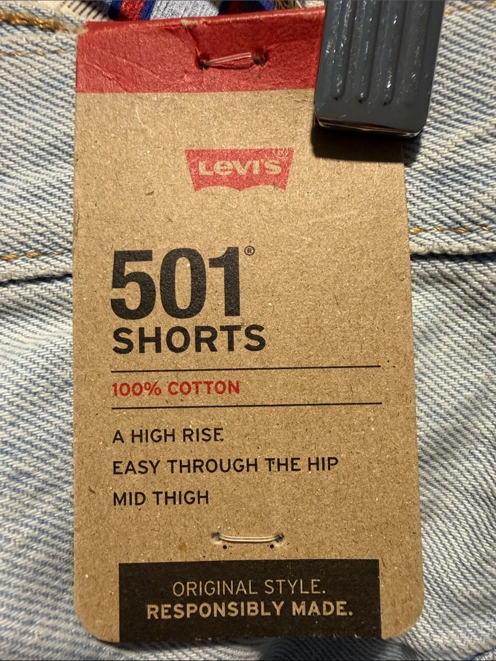 Levi's Light Blue Distressed 501 Denim Shorts - Picture 3 of 4